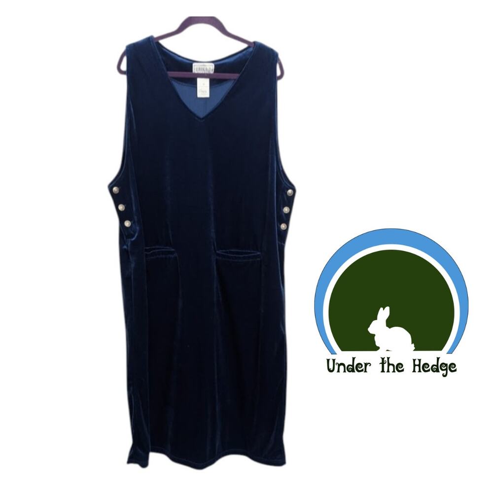 Erika II Blue Velour Long Jumper Dress Size 2X vintage whimsigoth minimalist